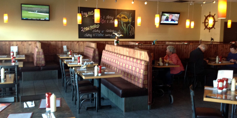 Chalkboard specials and seating at Joey's in Thunder Bay